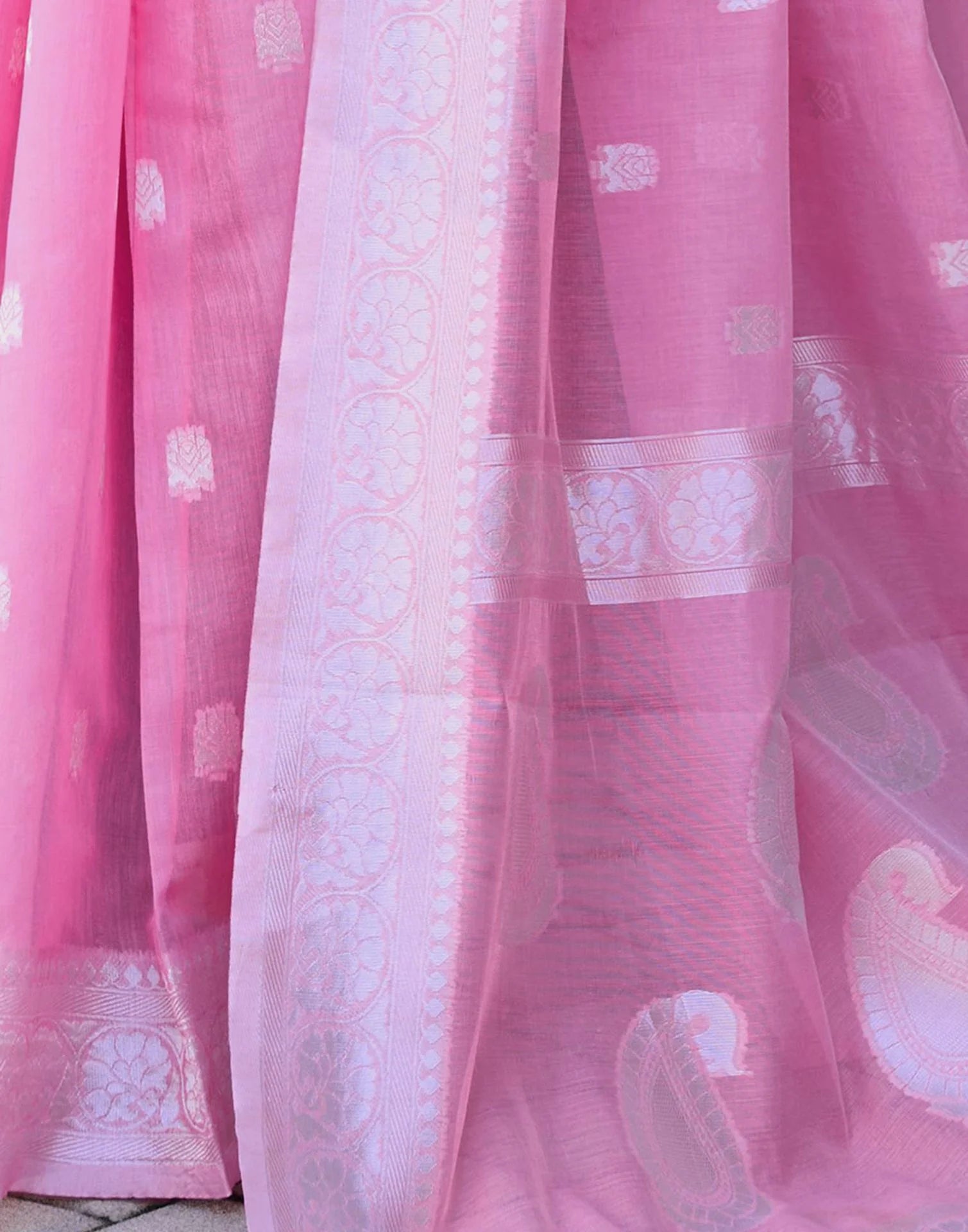 Pink Soft Cotton Silk Saree