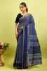 Navy Blue Kalamkari Printed Cotton Silk Saree