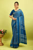 Blue Kalamkari Printed Cotton Silk Saree