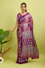 Purple Ajrakh Semi Gaji Silk Saree