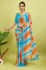 Orange Foil Work Border Georgette saree