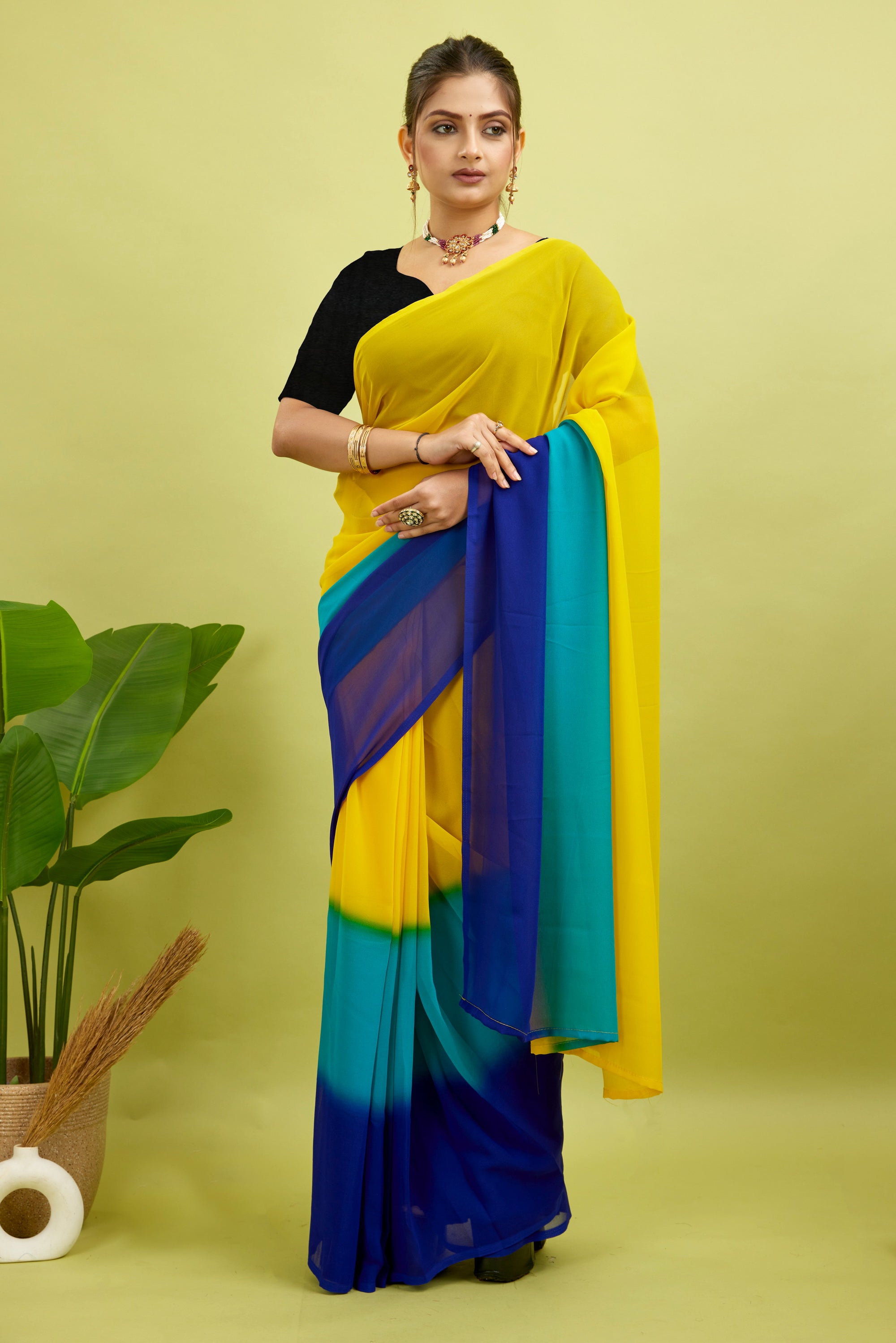 Ready to Wear Multi-Colored Soft Georgette Saree
