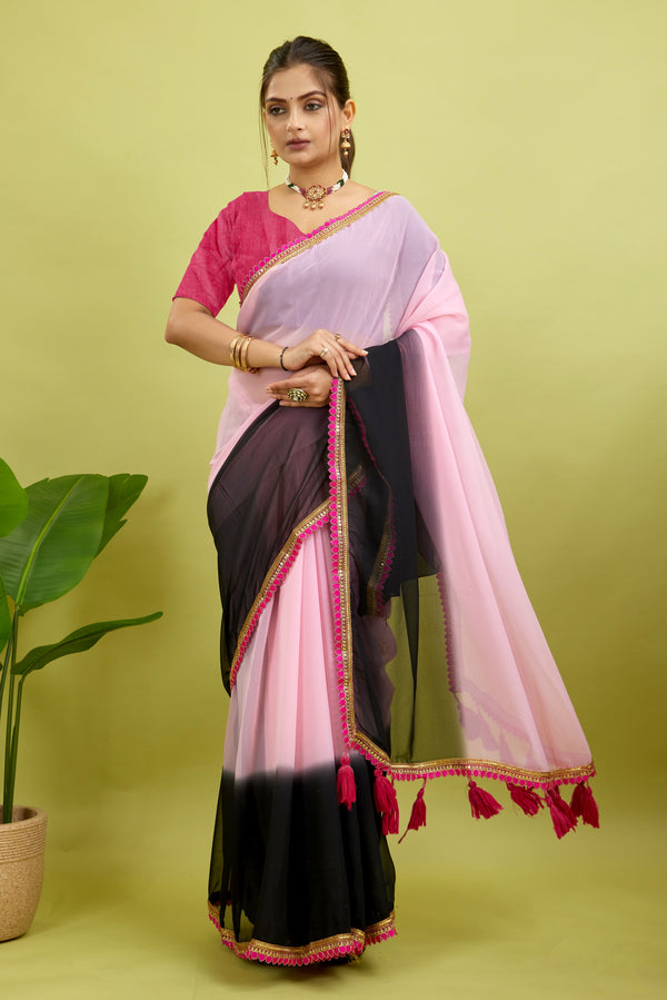 Contrast Color Georgette Fancy Saree