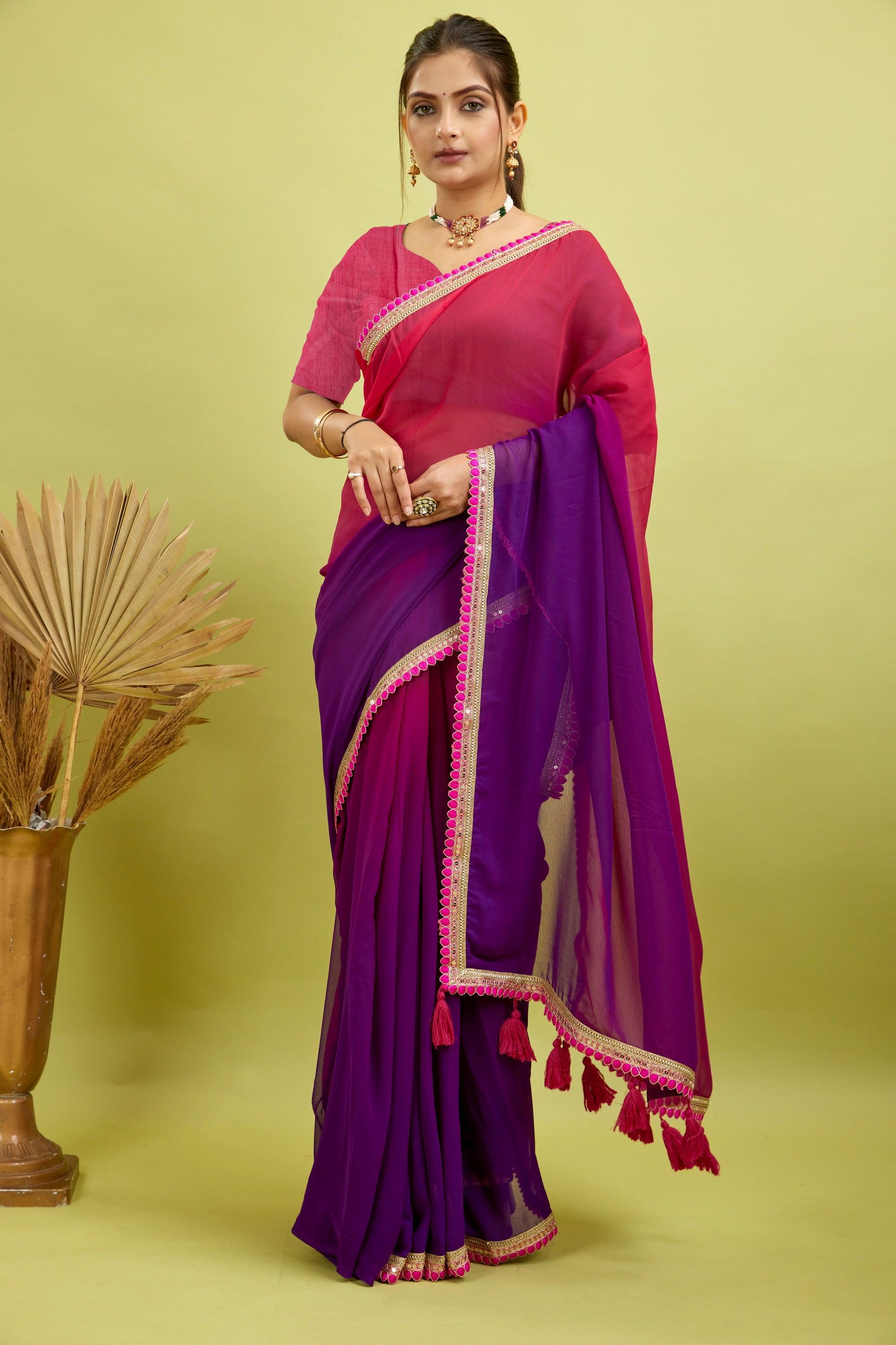 Rani Toned  Georgette Saree