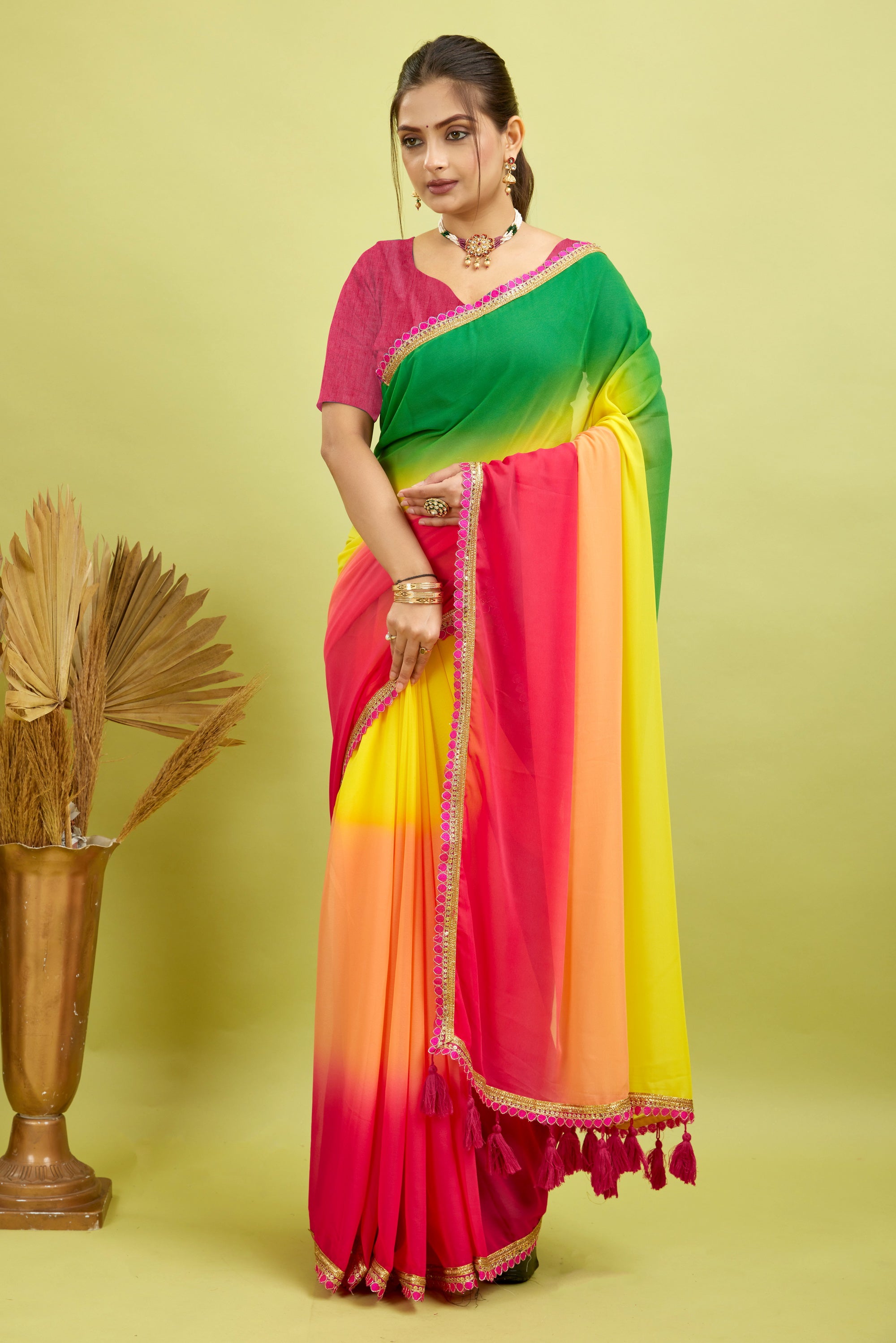 Yellow Toned Georgette Saree
