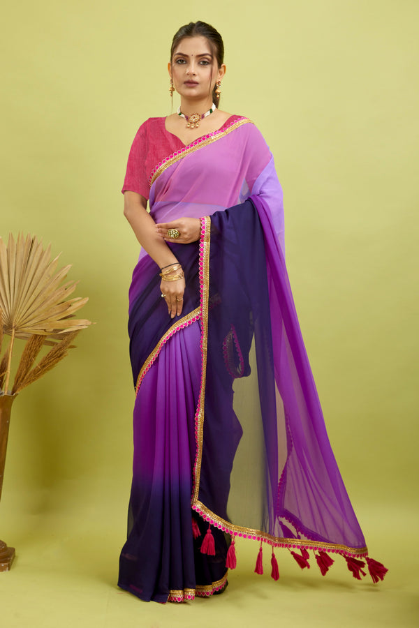 Purple Toned Georgette Saree