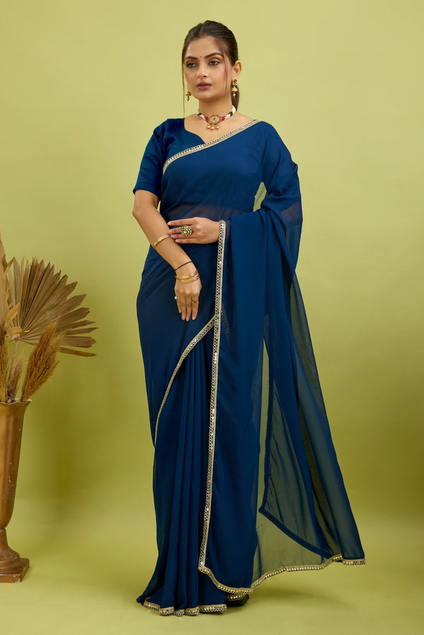 Mirror Lace Georgette Saree