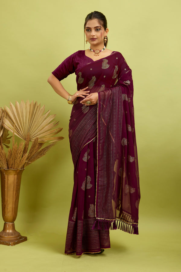 Foil Print Georgette Saree
