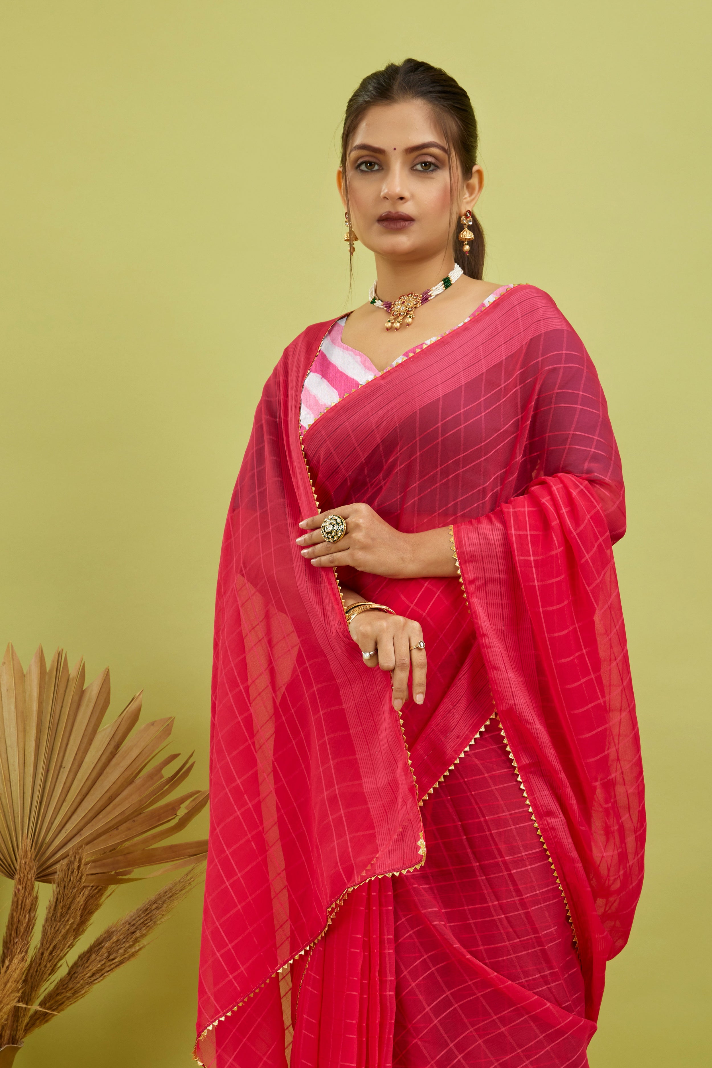 Pink Ready To Wear Digital Printed Georgette Saree