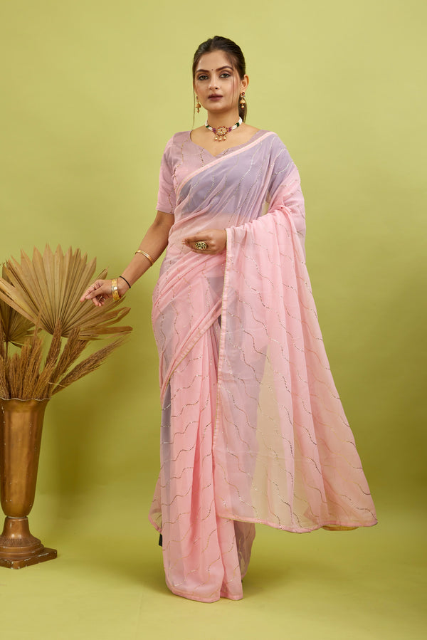 Waiving Work Georgette Fancy Saree