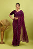 Purple Beaded Swarovski Georgette Fancy Saree