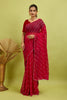 Red Beaded Swarovski Georgette Fancy Saree