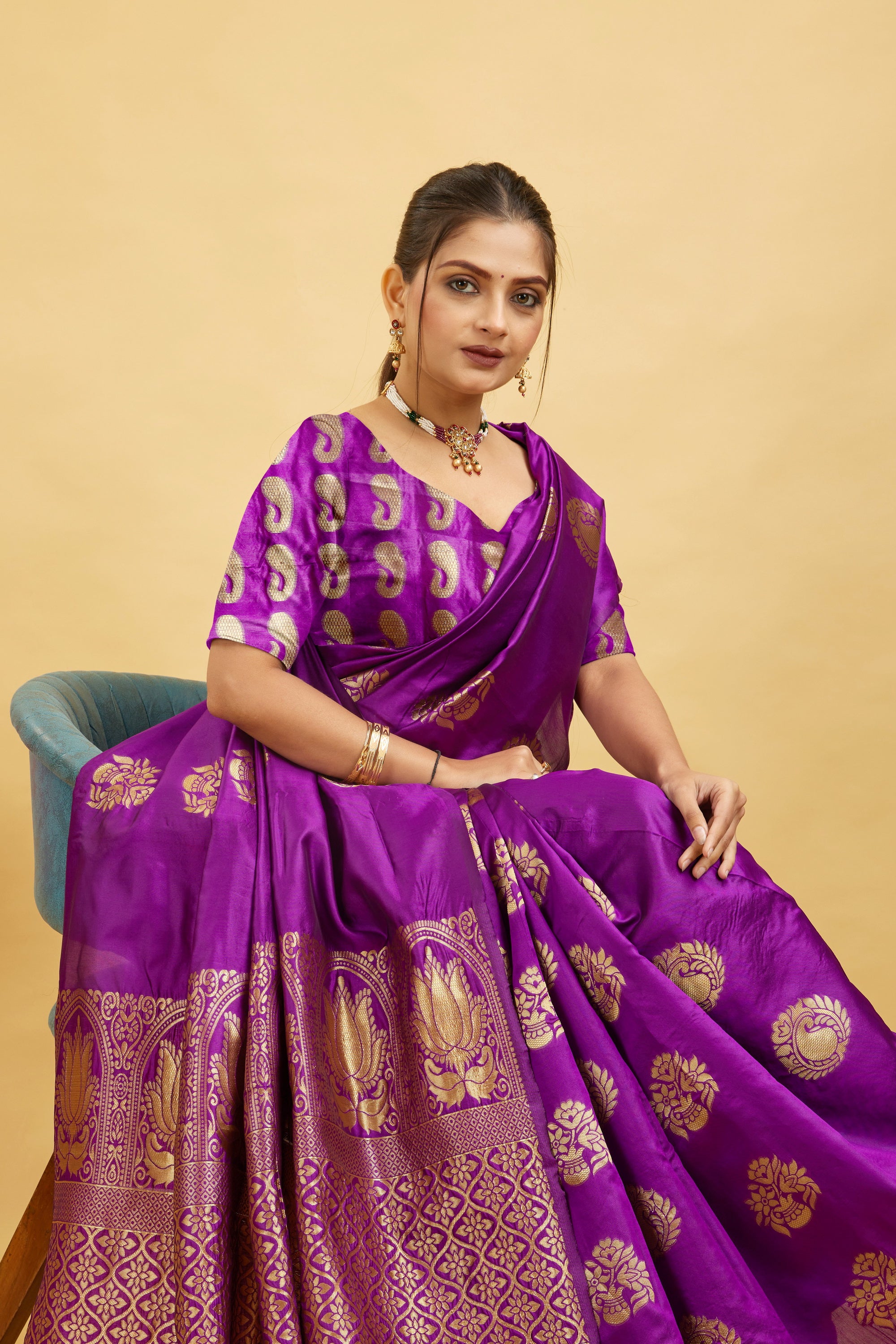 Purple Woven Banarasi Silk Saree