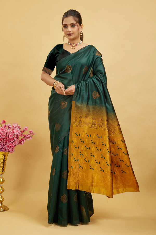 Green Woven Banarasi Silk Saree