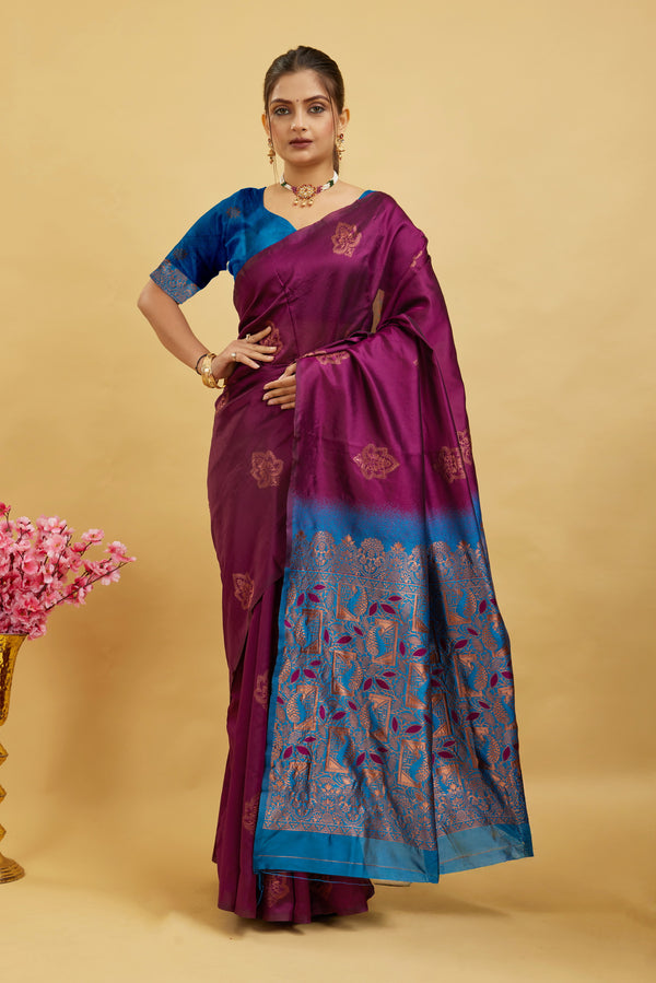 Royal Blue Woven Banarasi Silk Saree