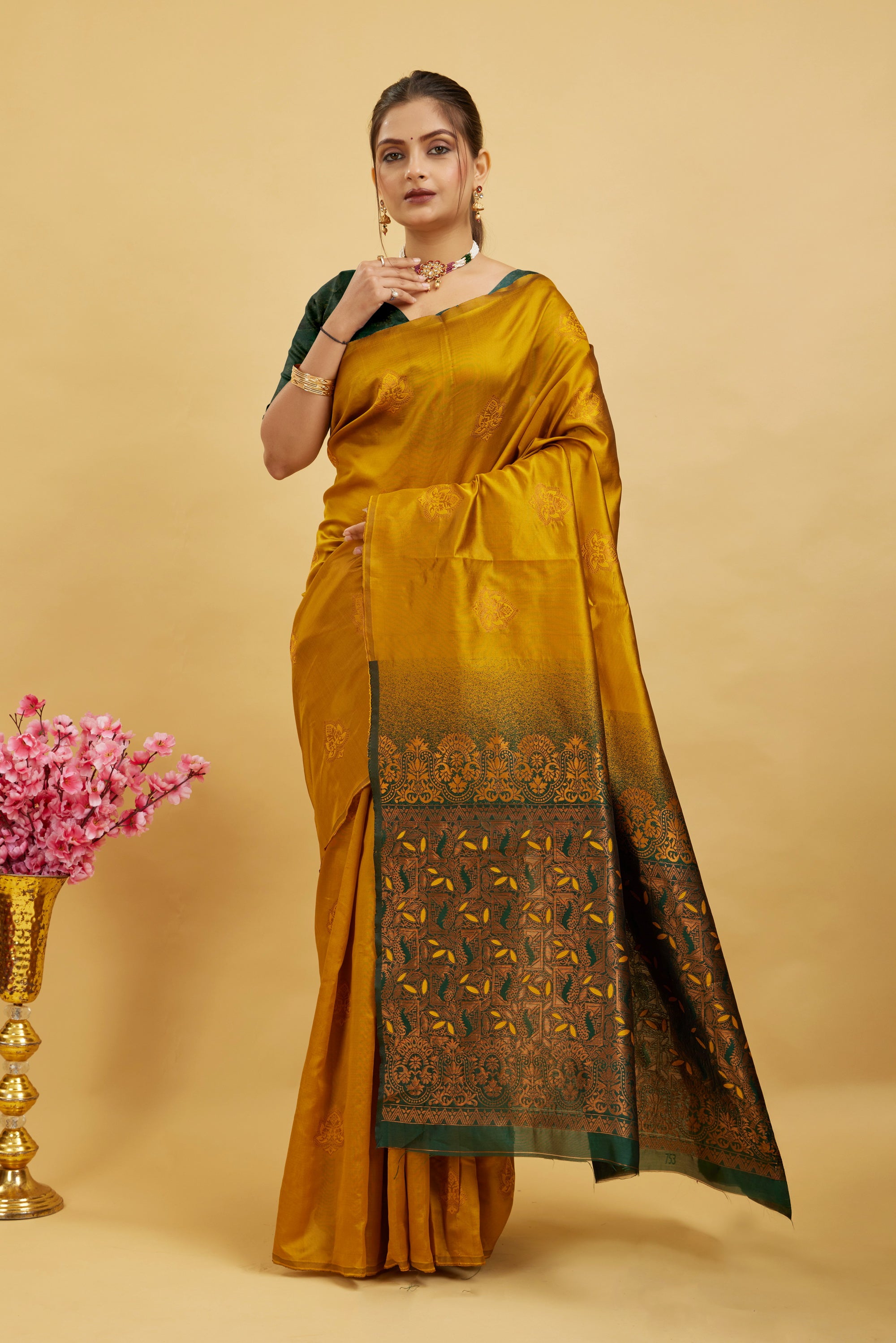 Yellow Woven Banarasi Silk Saree