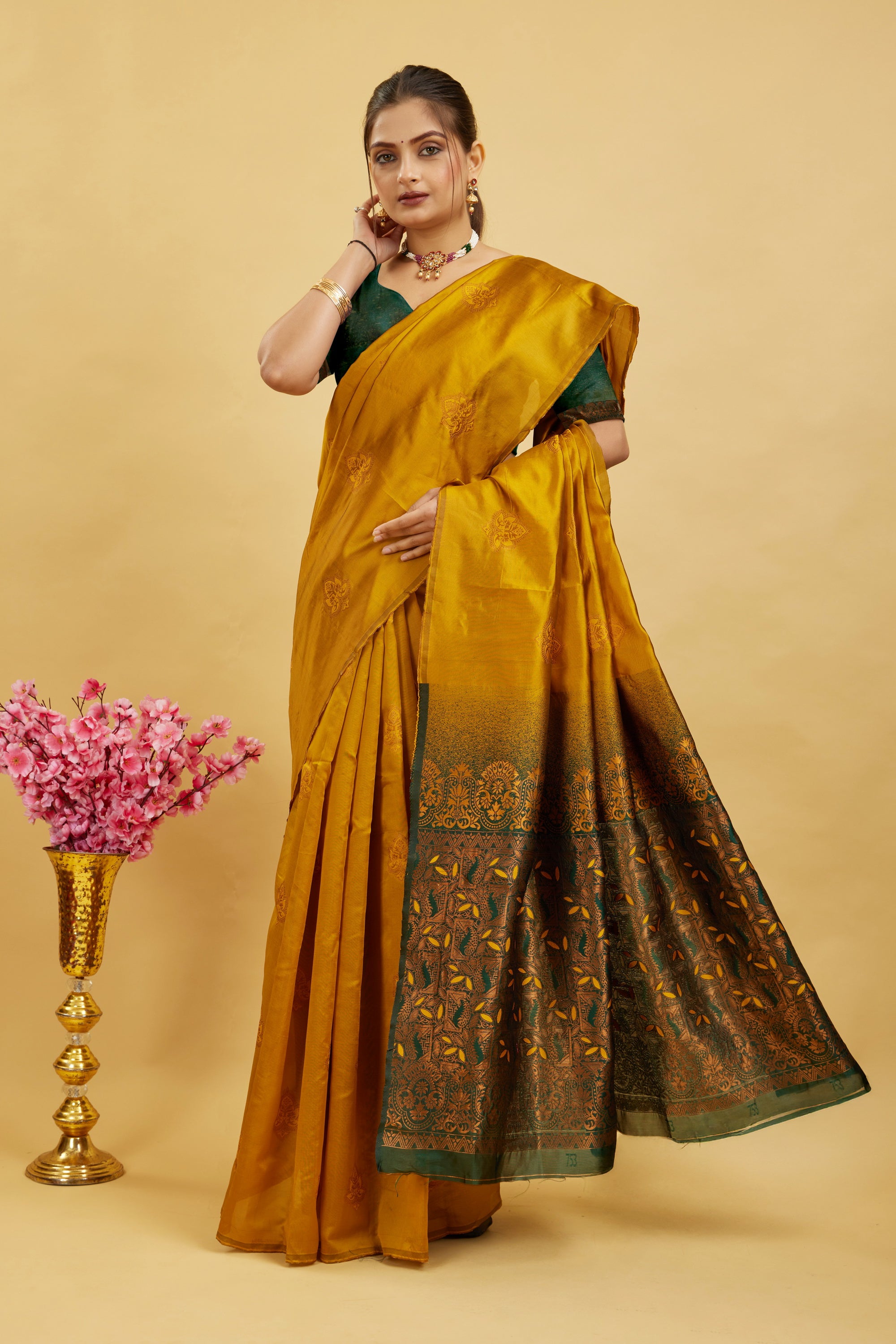 Yellow Woven Banarasi Silk Saree