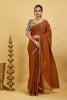 Mustard Solid Plain Georgette Saree