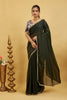 Dark Green Solid Plain Georgette Saree