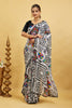 Black Kalamkari Printed Bright Moss Chinon Saree