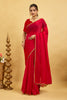Red Jimmy Choo Plain Chiffon Saree