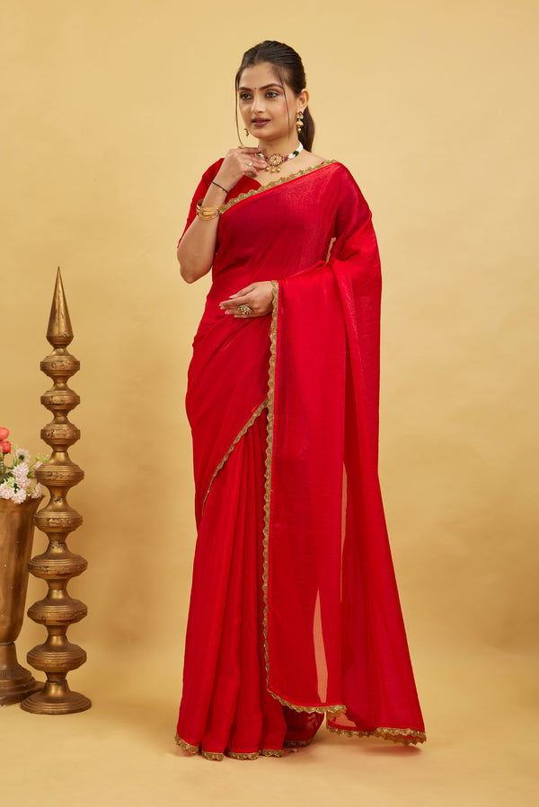 Rani Jimmy Choo Plain Chiffon Saree