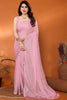 Pink Foil Work Soft Georgette Saree
