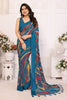 Light Blue Digital Printed Weightless Moss Saree