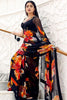 Black Printed Georgette Saree