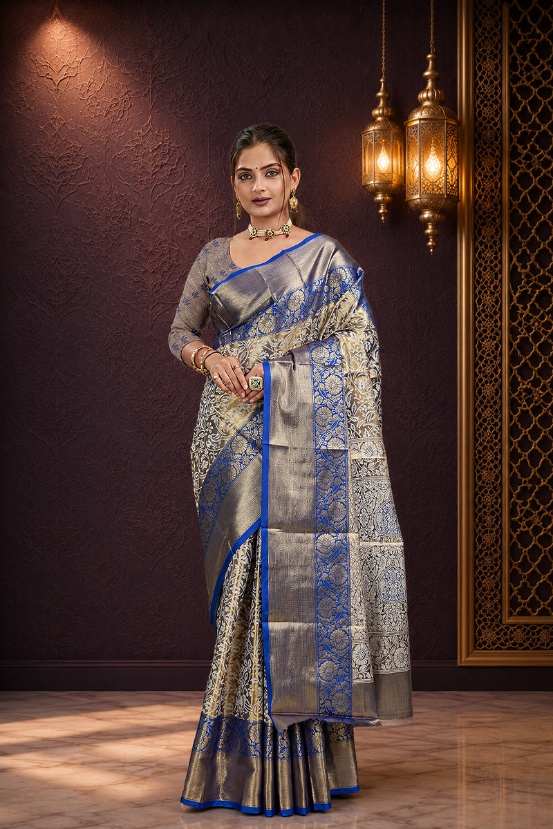 Blue Woven Kanjivaram Silk Saree