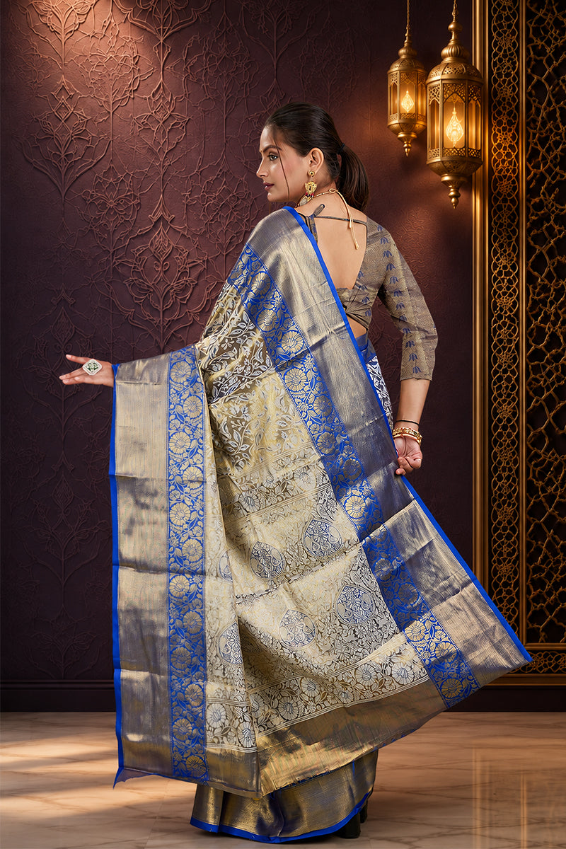 Blue Woven Kanjivaram Silk Saree