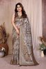 Brown Cotton Blend Jacquard Zari Saree