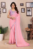 Baby Pink Georgette Lace Border Saree