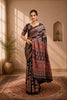 Black Ajrakh Semi Gaji Silk Saree