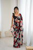 Black Floral Printed Georgette Saree