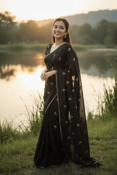 Black Khadi Silk Saree