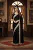 Black Solid Georgette Lace Saree