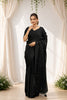 Black Stone Work Satin Chiffon Saree