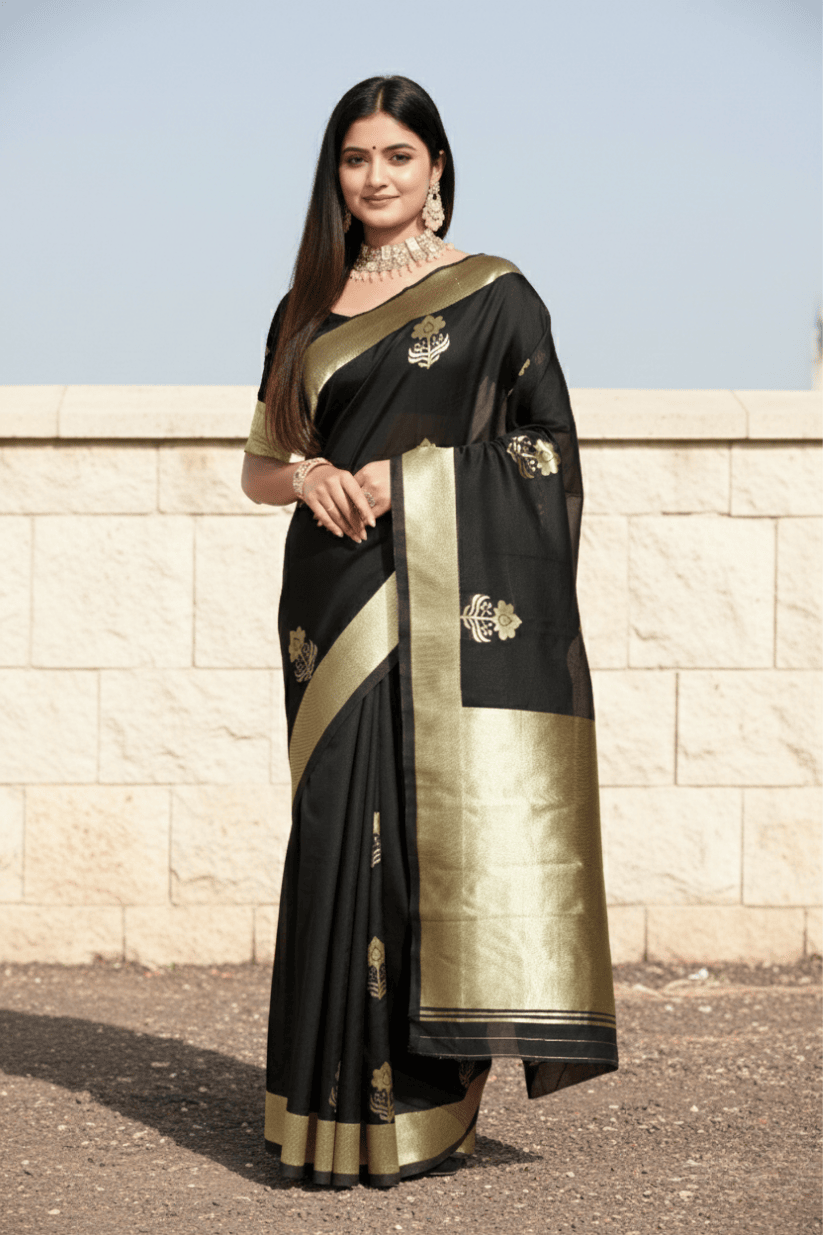 Black Woven Silk Saree