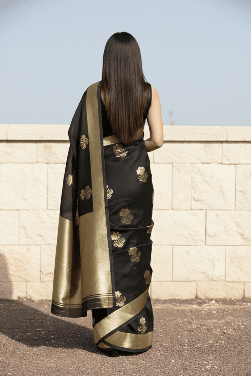Black Woven Silk Saree