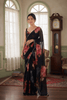Black Printed Georgette Lace Saree