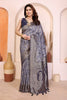 Blue Cotton Blend Jacquard Zari Saree