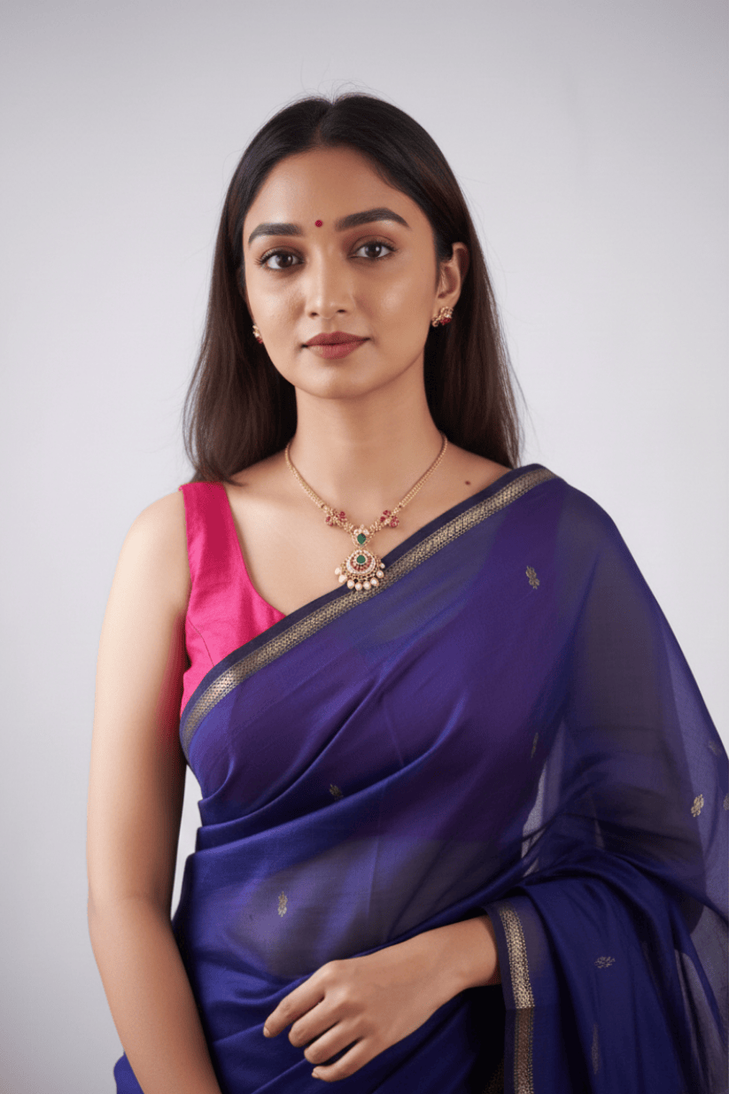 Blue Cotton Silk Saree