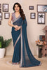 Blue Georgette Lace Border Saree