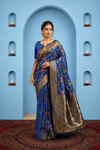 Blue Pure Banarasi Khadi Silk Saree