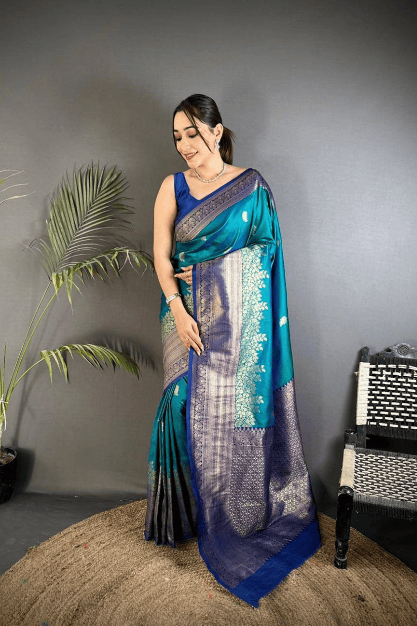 Blue Silk Woven Kanjivaram Saree