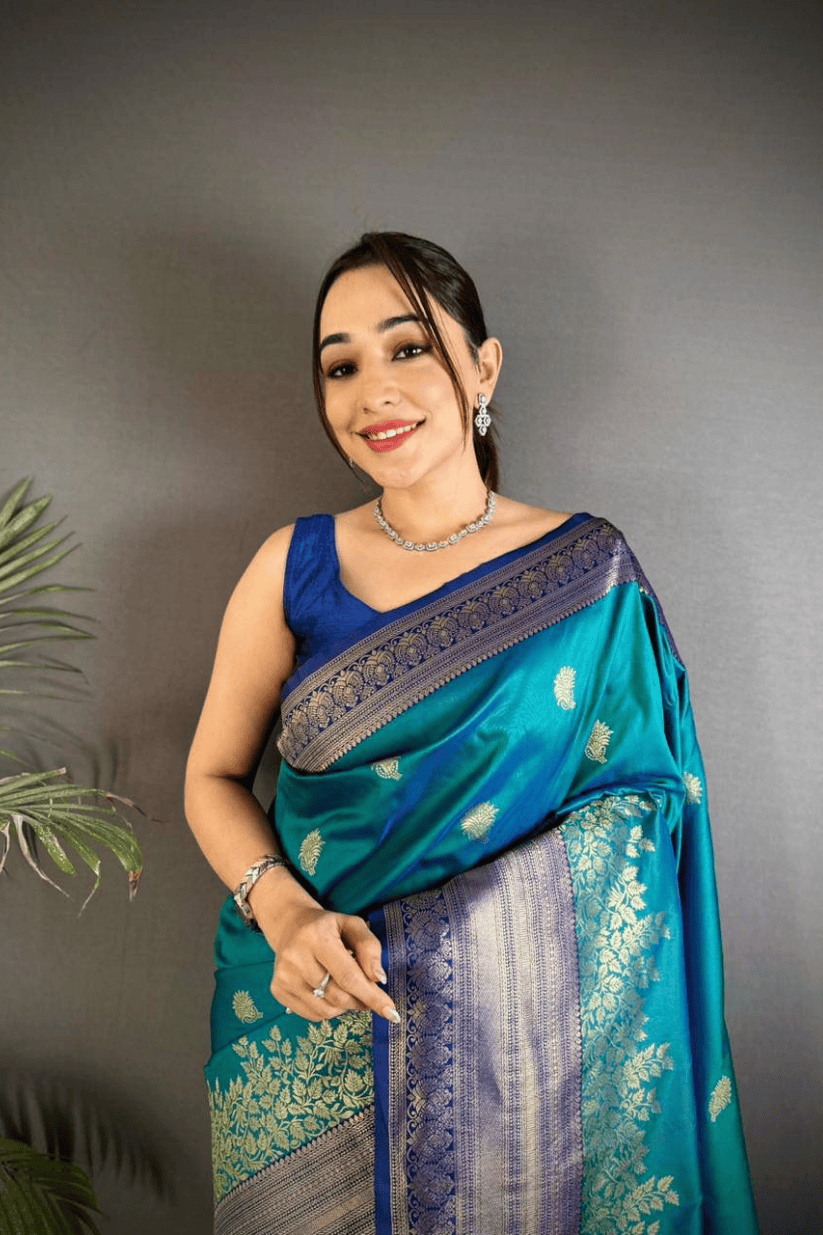 Blue Silk Woven Kanjivaram Saree