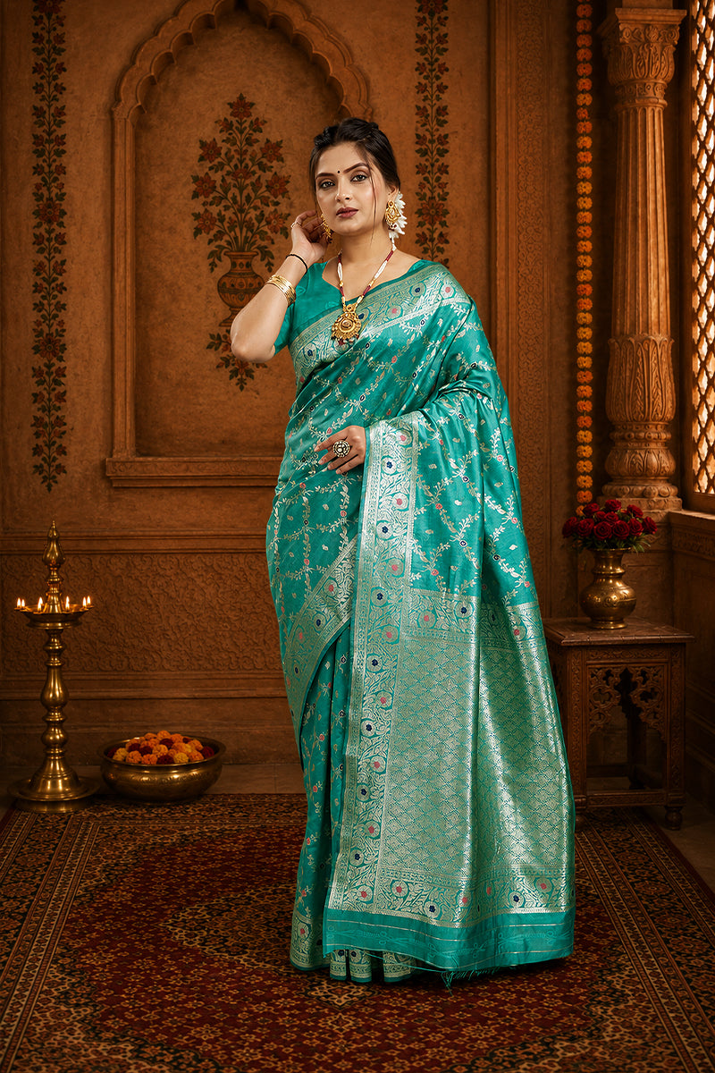 Blue Woven Banarasi Silk Saree