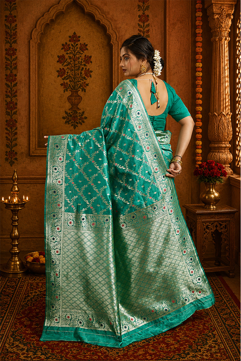 Blue Woven Banarasi Silk Saree