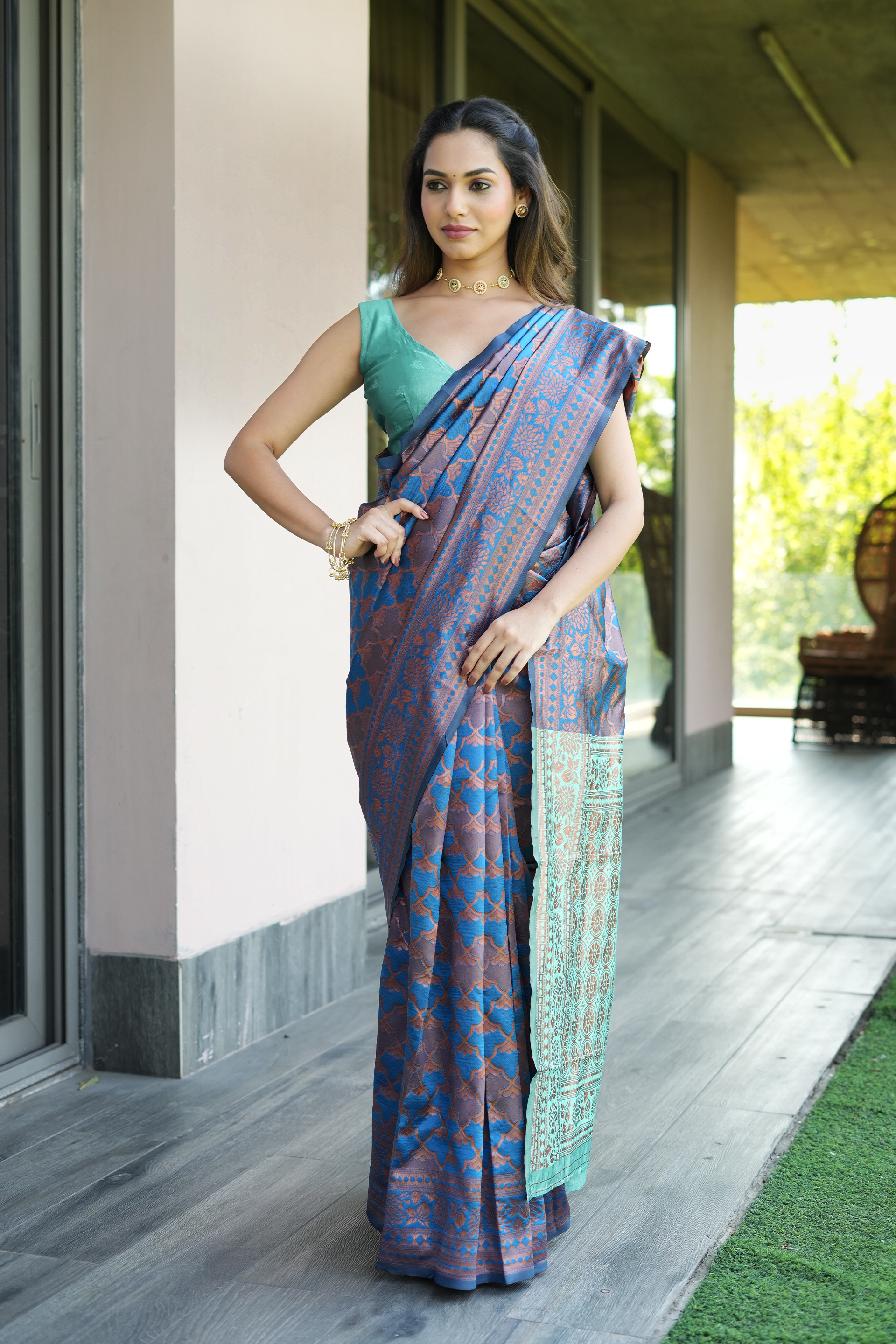 Blue Woven Banarasi Silk Saree